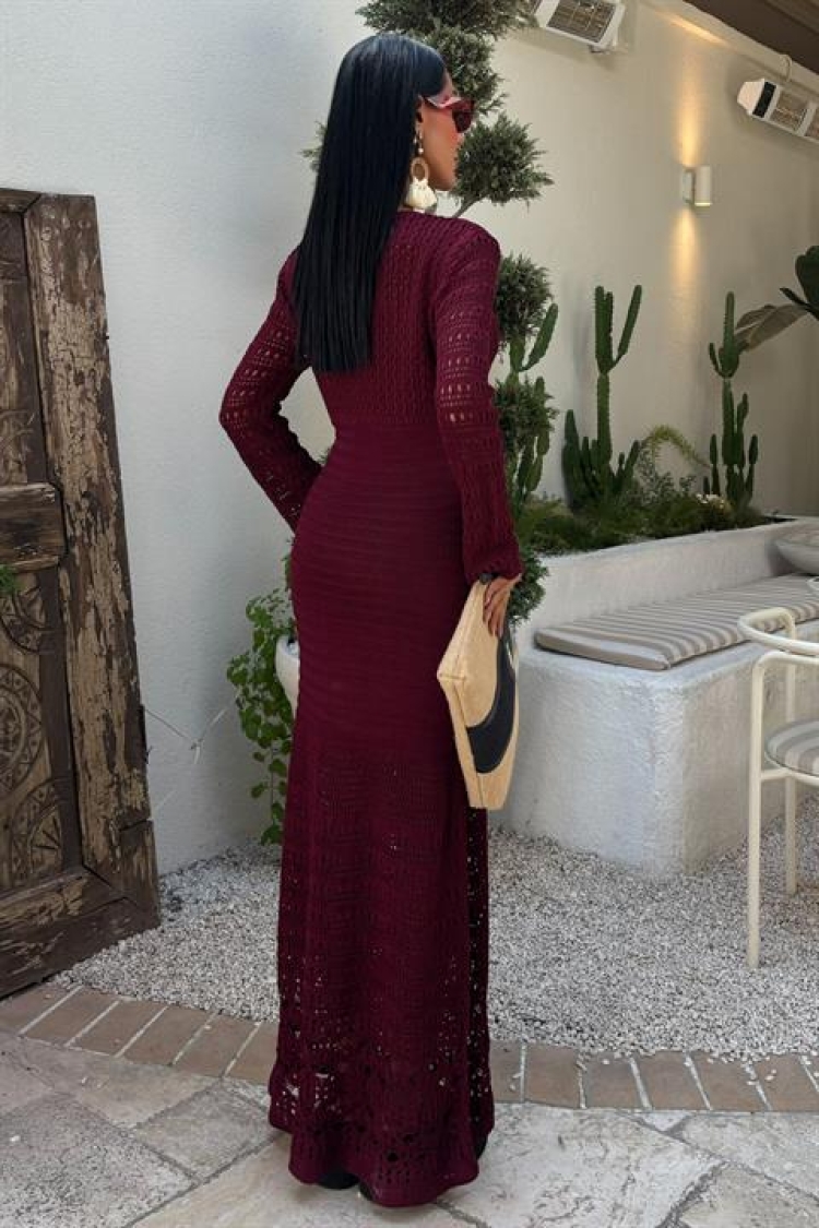 Belly Neckline Openwork Dress