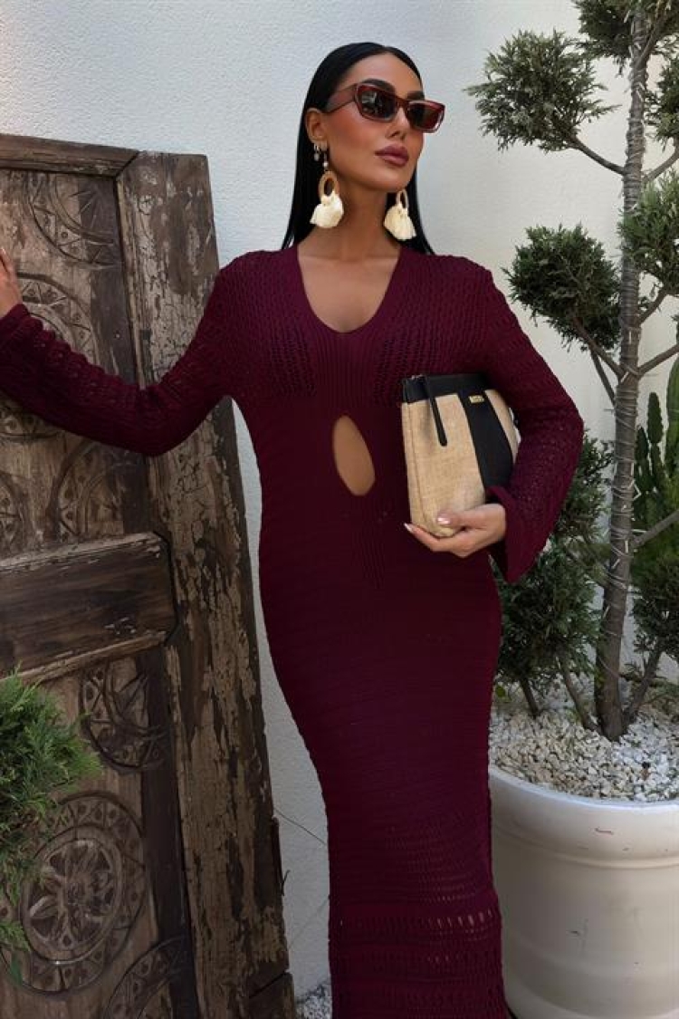Belly Neckline Openwork Dress