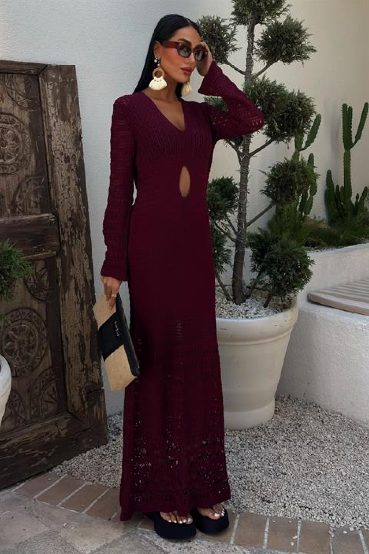 Belly Neckline Openwork Dress