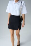 Slit Mini Skirt - Black - Qustyle - Globality Store - Women Clothes Wholesale Turkey