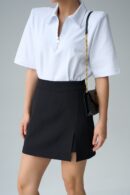 Slit Mini Skirt - Black - Qustyle - Globality Store - Women Clothes Wholesale Turkey