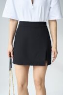 Slit Mini Skirt - Black - Qustyle - Globality Store - Women Clothes Wholesale Turkey