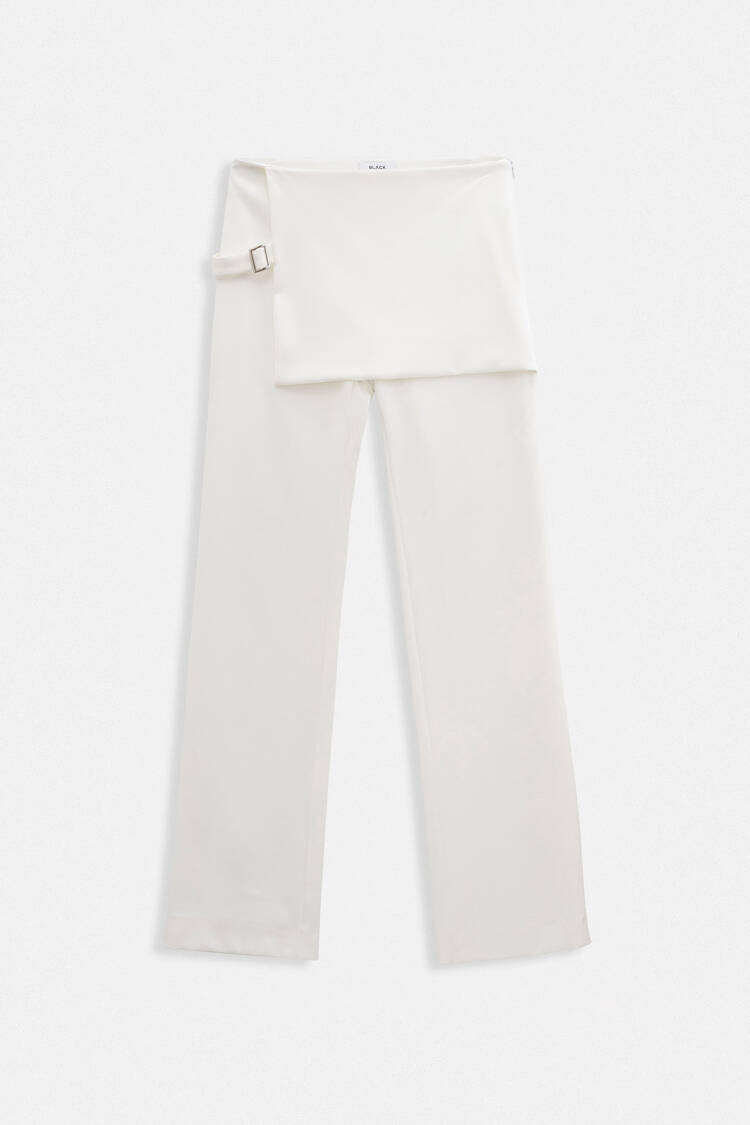 Skirt Detailed Belted Trousers