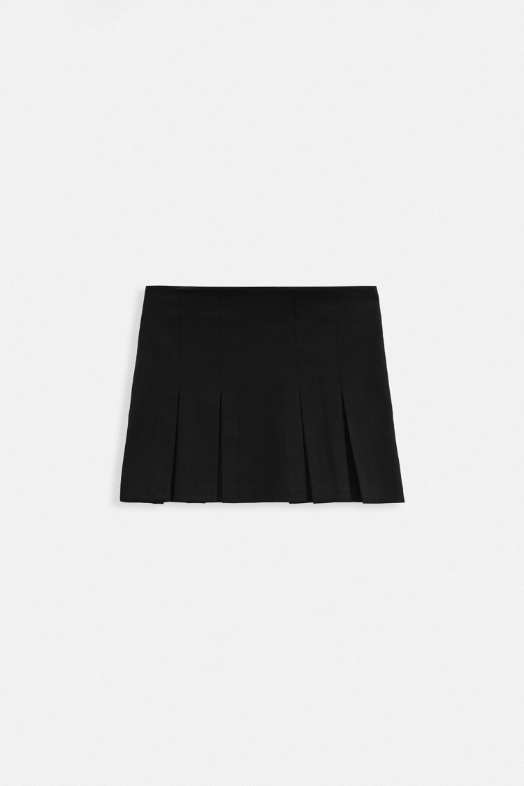 Pleated High Waist Mini Skirt