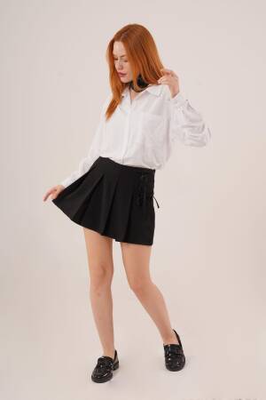 Front Pleated Side Drawstring Detailed WholesaleMini Shorts Skirt - Lustrin - Globality Store - Women Clothes Wholesale Turkey