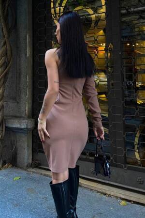 Adore Single Sleeve Stone Detail Dress - Sobe Istanbul - Globality Store - Women Clothes Wholesale Turkey