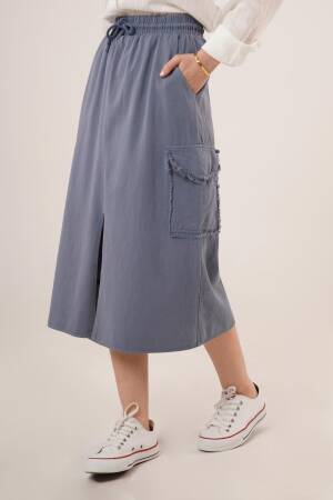 Front Slit Pocket Detailed Skirt - Lustrin - Globality Store - Women Clothes Wholesale Turkey