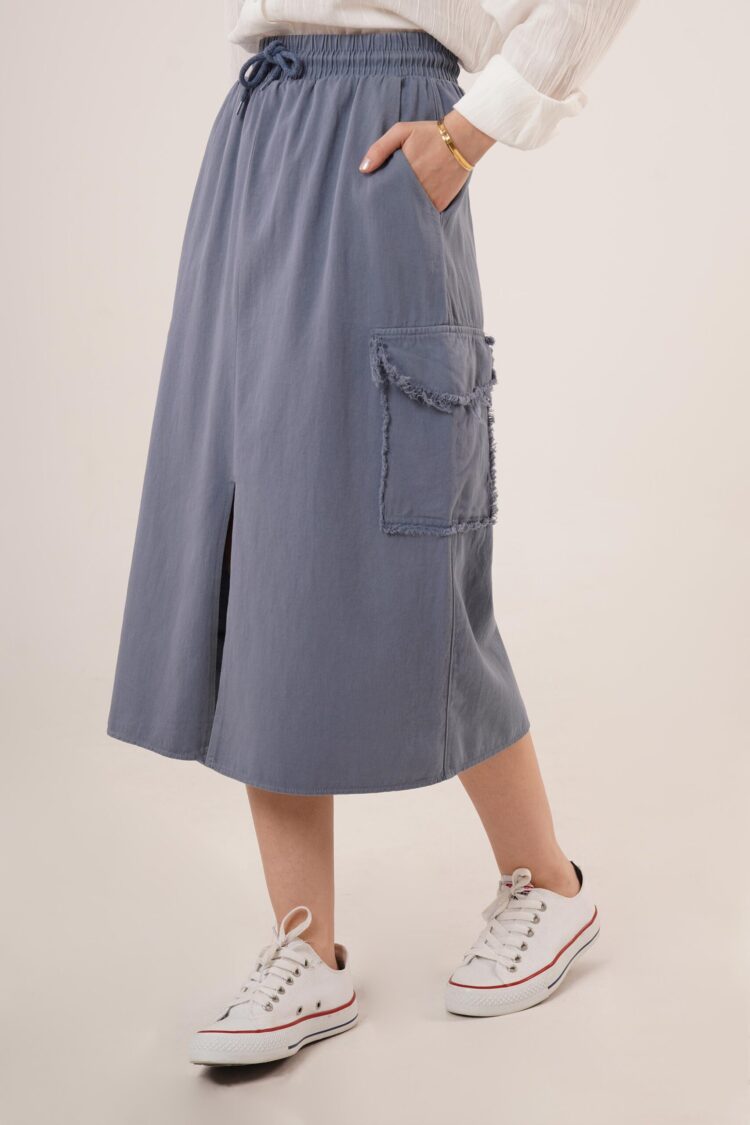 Front Slit Pocket Detailed Skirt - Lustrin - Globality Store - Women Clothes Wholesale Turkey