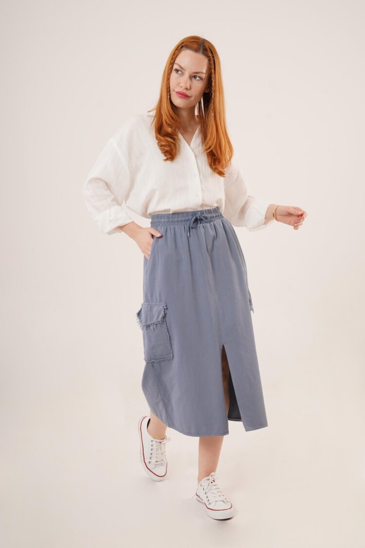 Front Slit Pocket Detailed Skirt