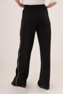 Elastic Waist Wide Leg Sweatpants With Half-Length Snap - Black - Lustrin - Globality Store - Women Clothes Wholesale Turkey
