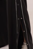 Elastic Waist Wide Leg Sweatpants With Half-Length Snap - Black - Lustrin - Globality Store - Women Clothes Wholesale Turkey