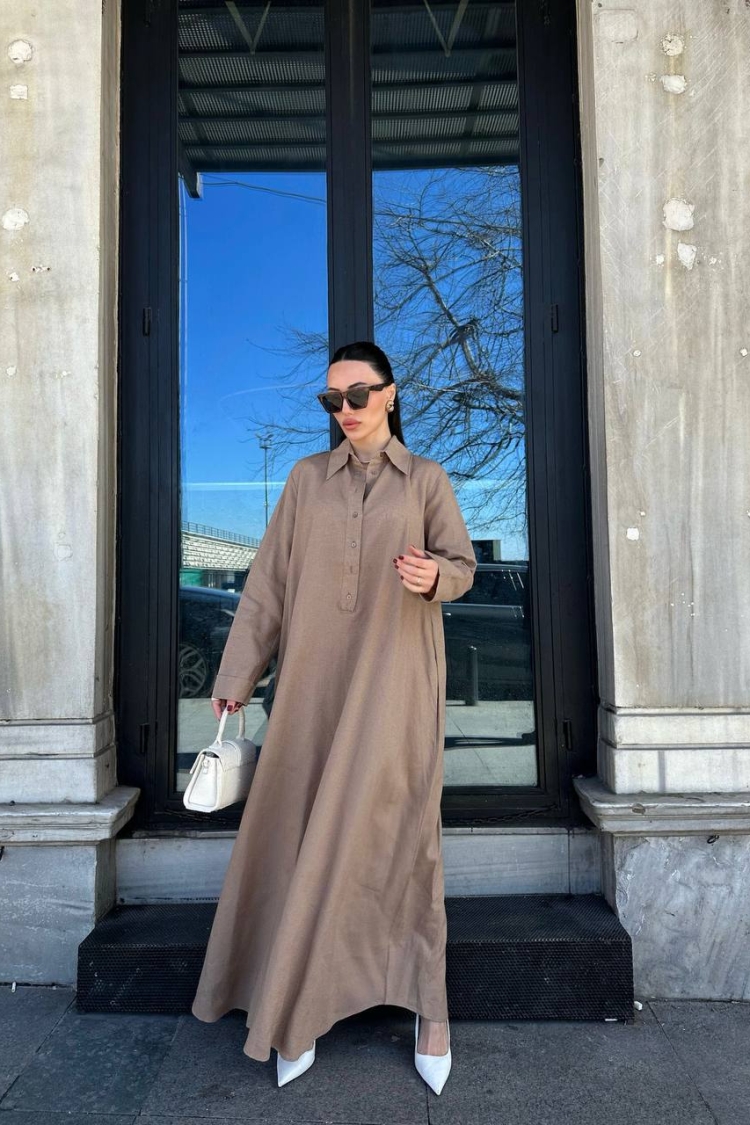 Dress - Beige - ESPADA - Globality Store - Women Clothes Wholesale Turkey