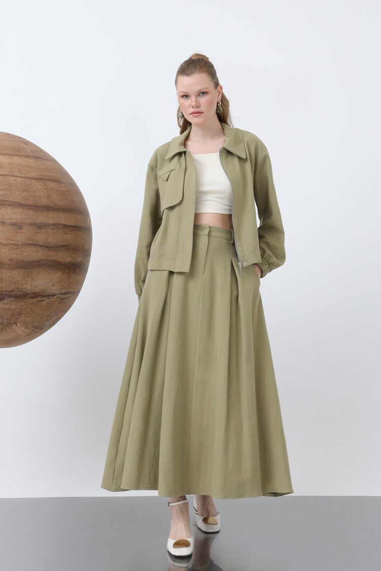Hidden Padded Zipper Skirt Suit - Puane - Globality Store - Women Clothes Wholesale Turkey