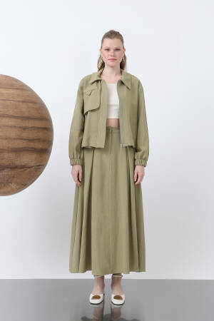 Hidden Padded Zipper Skirt Suit - Puane - Globality Store - Women Clothes Wholesale Turkey