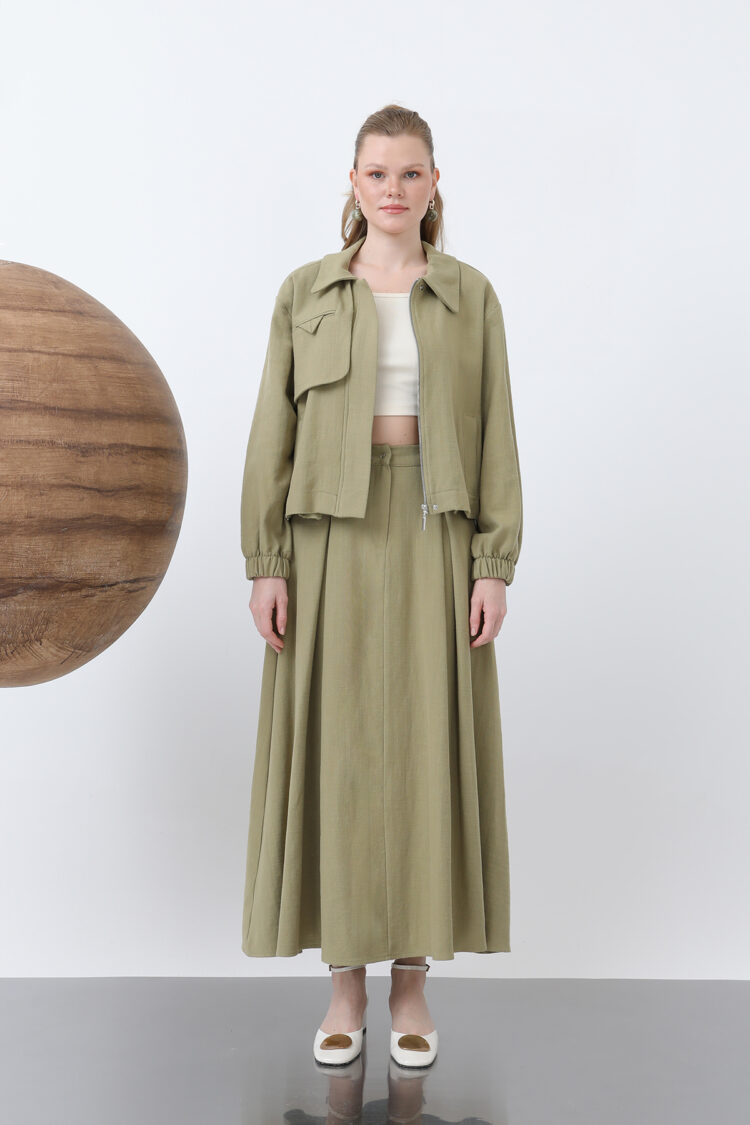 Hidden Padded Zipper Skirt Suit