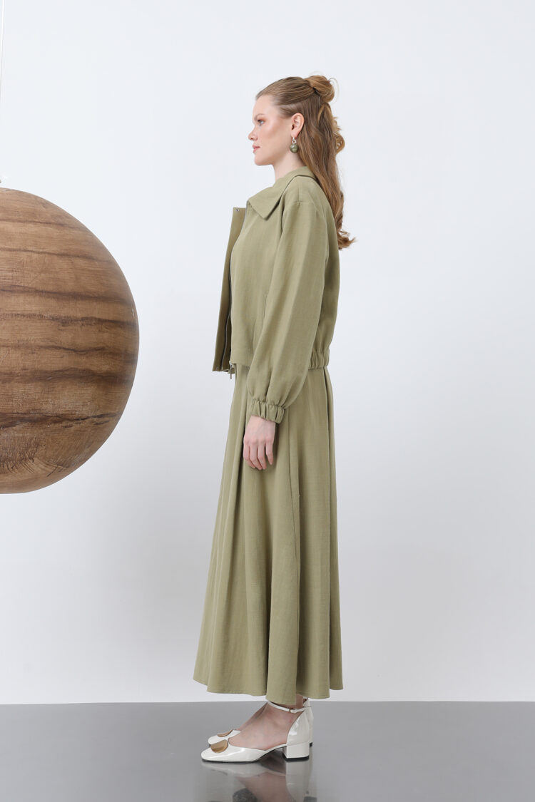 Hidden Padded Zipper Skirt Suit