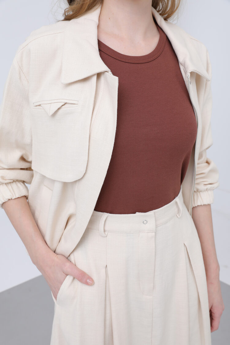 Hidden Padded Zipper Skirt Suit