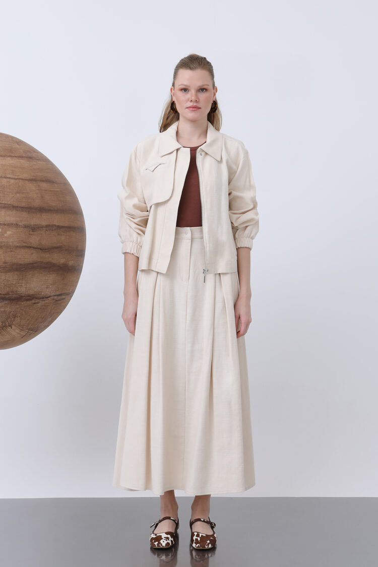 Hidden Padded Zipper Skirt Suit