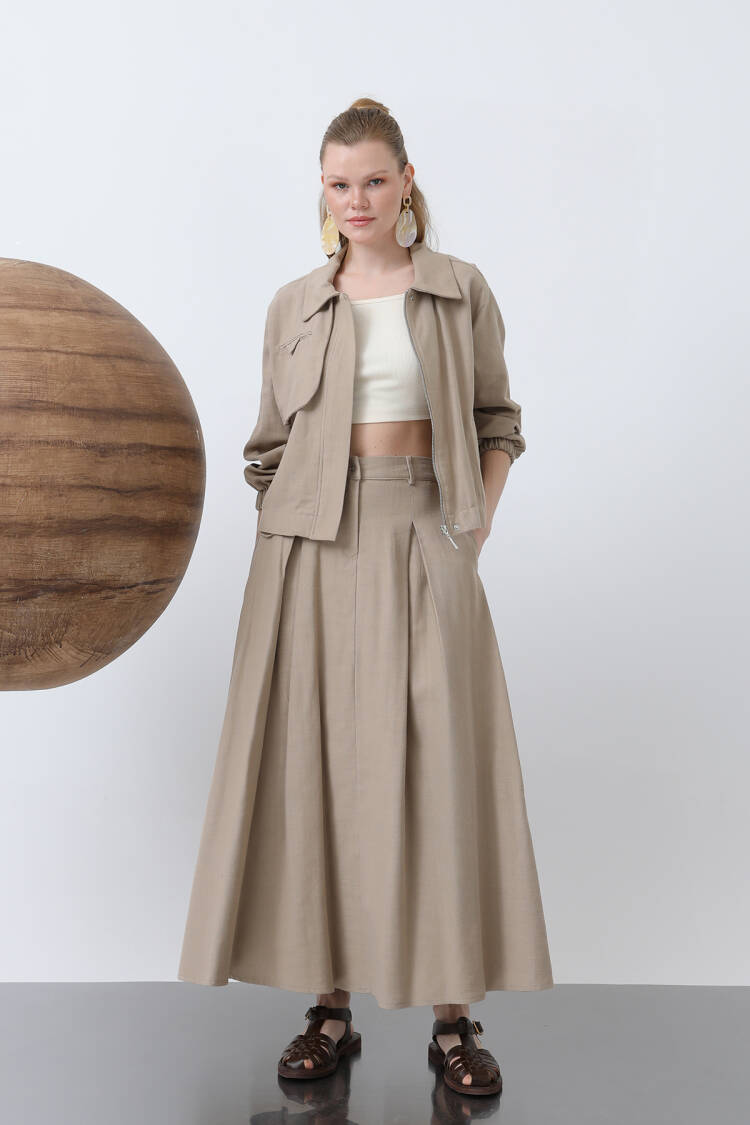Hidden Padded Zipper Skirt Suit - Puane - Globality Store - Women Clothes Wholesale Turkey