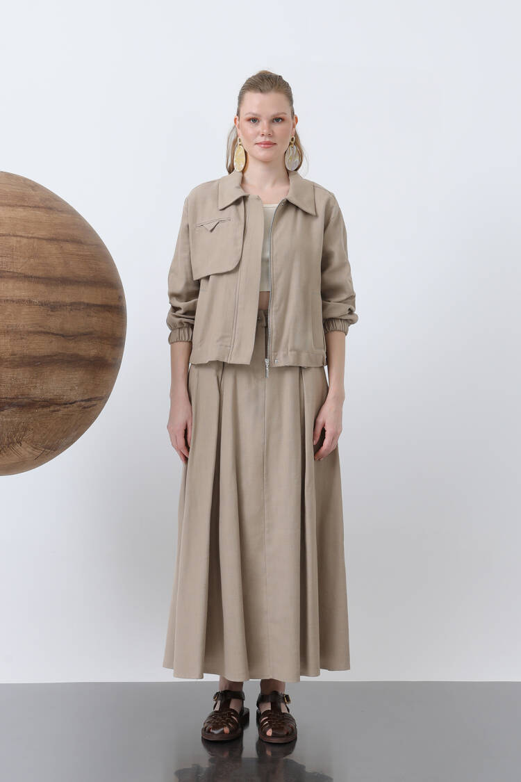 Hidden Padded Zipper Skirt Suit