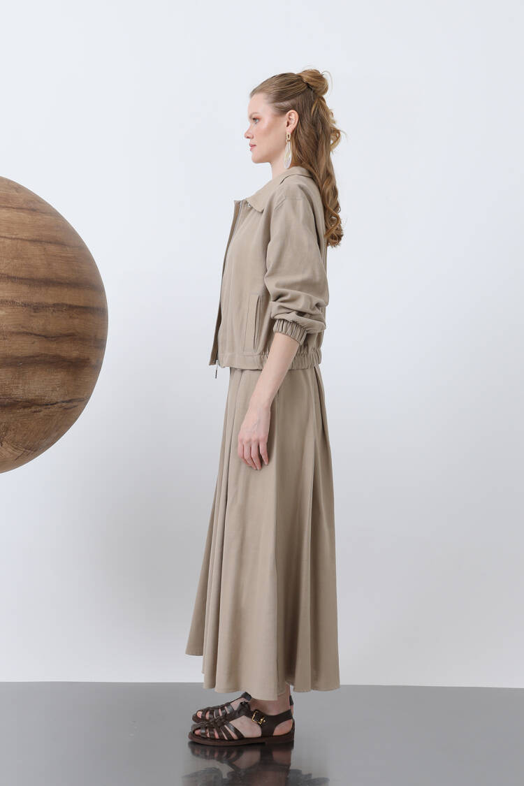 Hidden Padded Zipper Skirt Suit