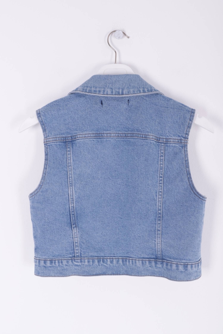 Mini Denim Vest With Zipper