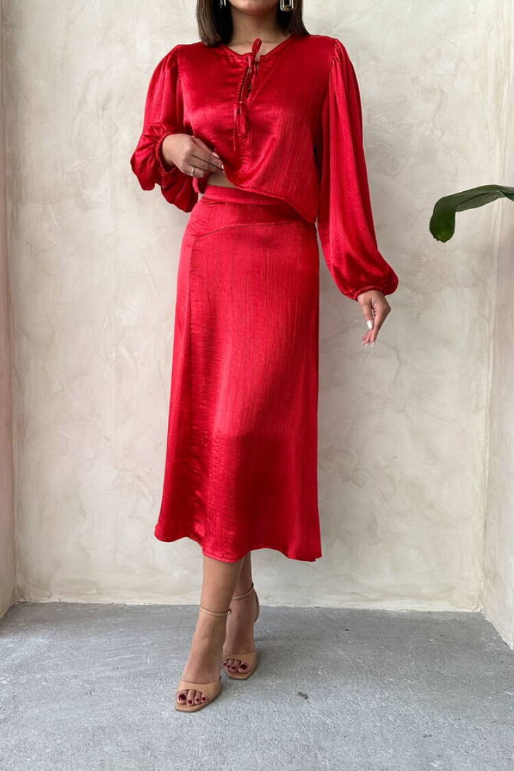 Satin Skirt With Lace