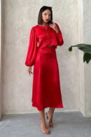 Satin Skirt With Lace - Topshow - Globality Store - Women Clothes Wholesale Turkey