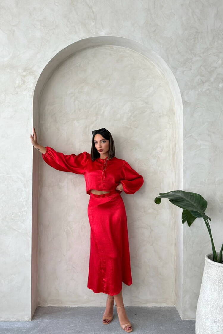 Satin Skirt With Lace