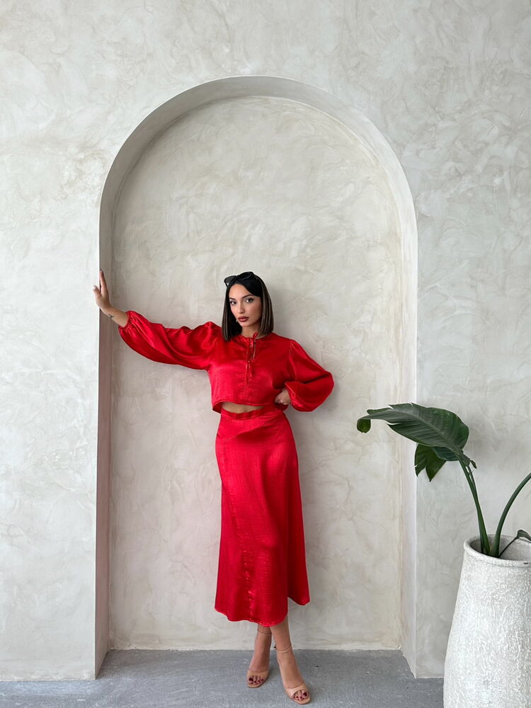 Satin Skirt With Lace
