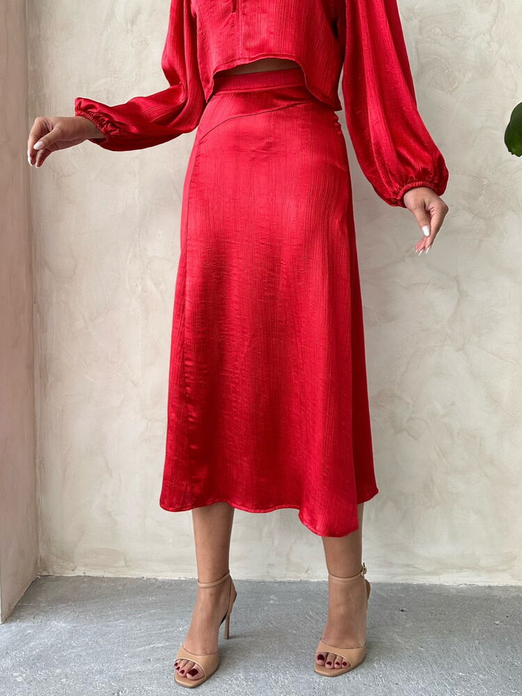 Satin Skirt With Lace