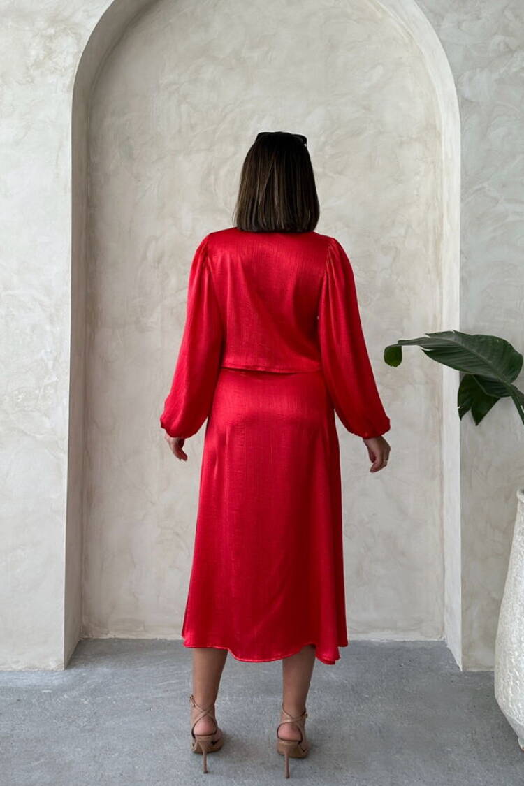 Satin Skirt With Lace