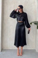 Satin Skirt With Lace - Topshow - Globality Store - Women Clothes Wholesale Turkey
