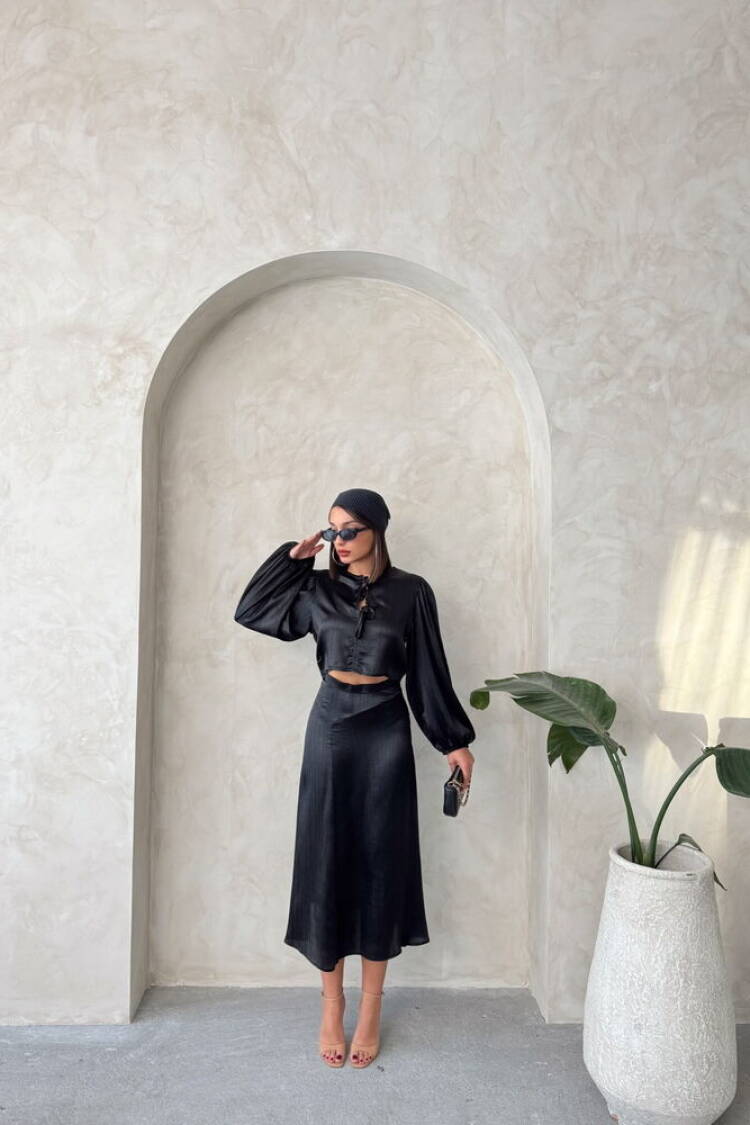 Satin Skirt With Lace
