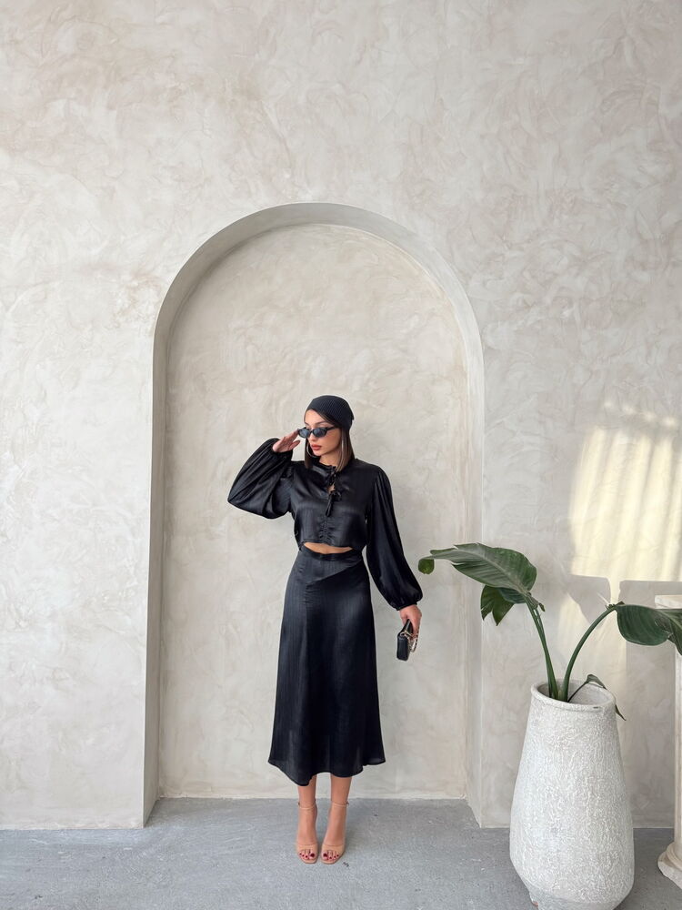 Satin Skirt With Lace