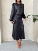 Satin Skirt With Lace - Topshow - Globality Store - Women Clothes Wholesale Turkey