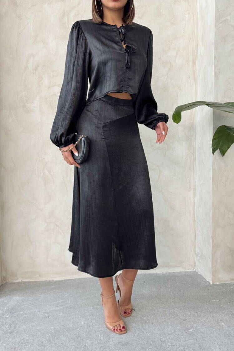 Satin Skirt With Lace