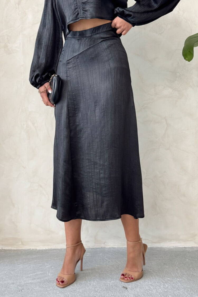Satin Skirt With Lace