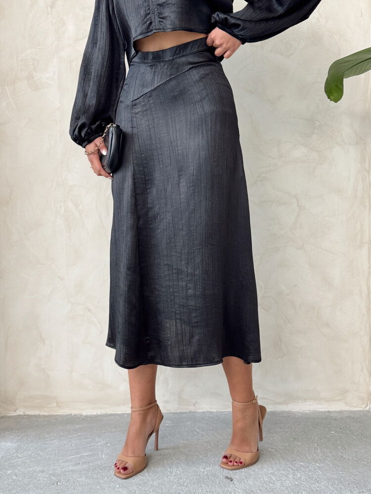 Satin Skirt With Lace