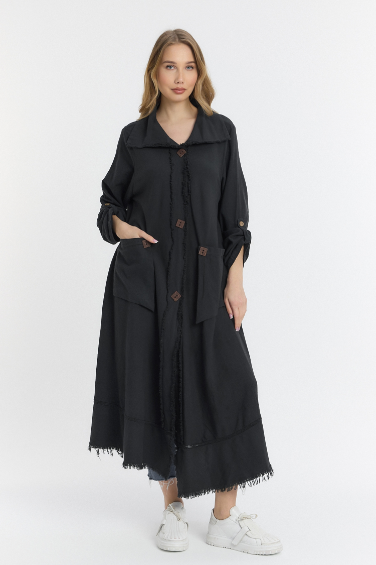 Wooden Button Dress - Standard - See More - Globality Store - Women Clothes Wholesale Turkey