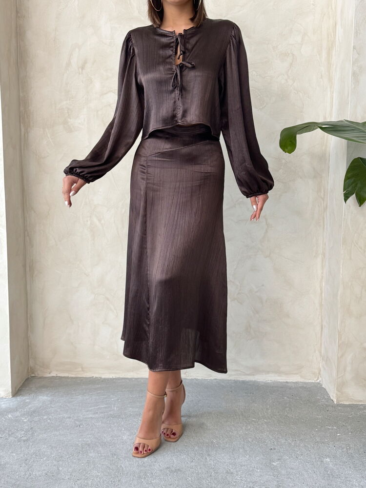 Satin Skirt With Lace