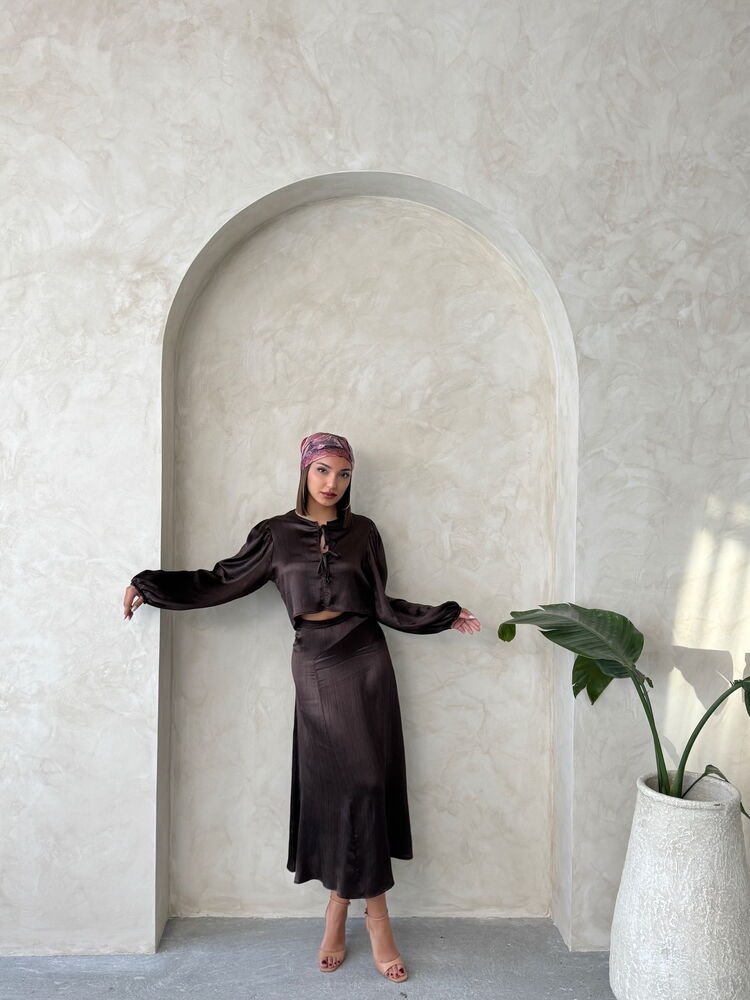 Satin Skirt With Lace