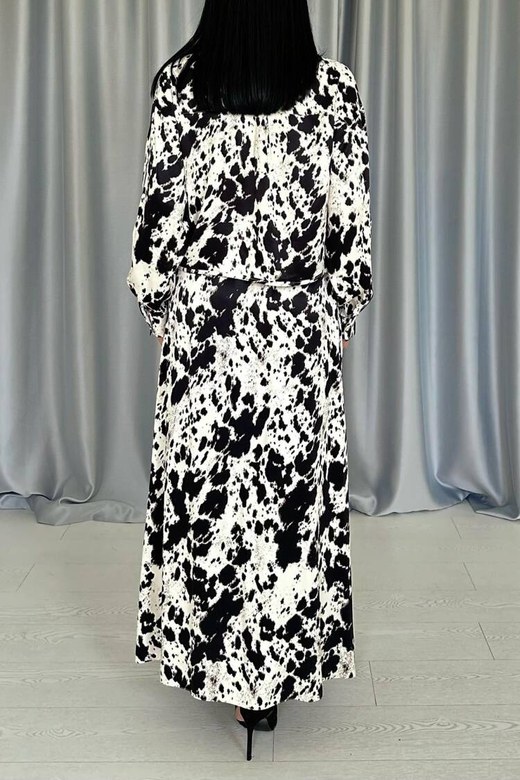 Black Patterned Viscose Suit - Multicolor