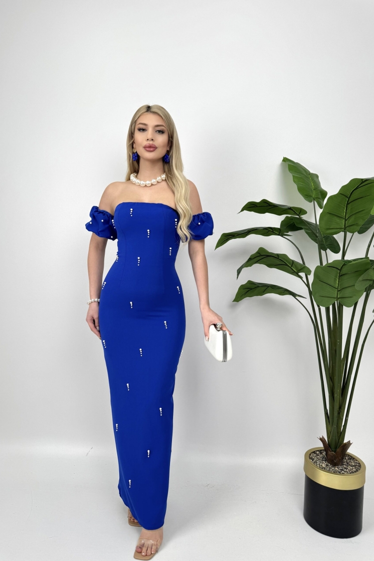 Front Pearl Detail Design Dress - Saks