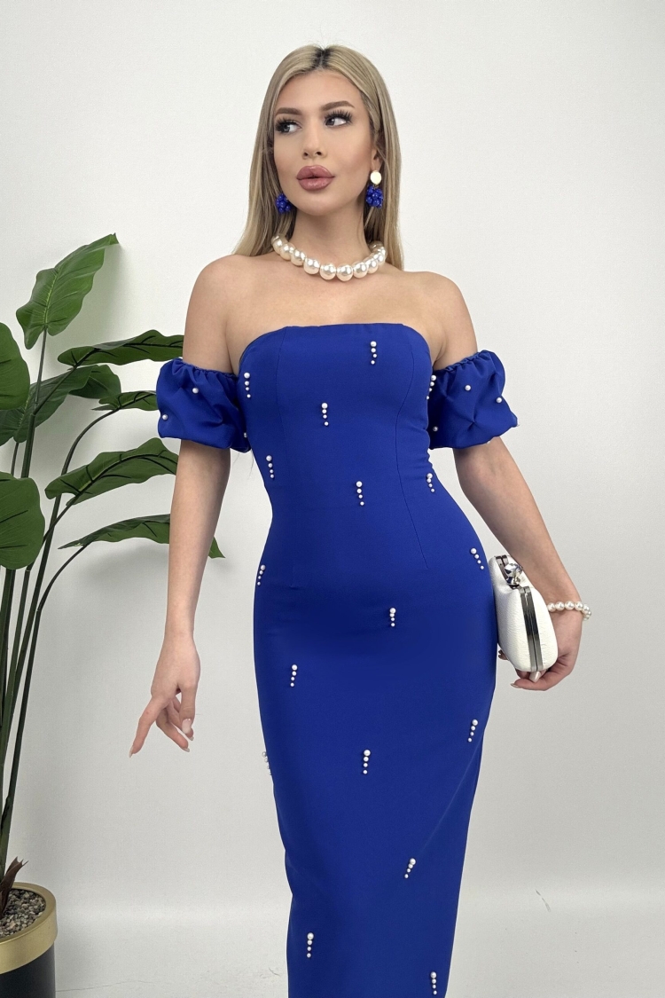 Front Pearl Detail Design Dress - Saks