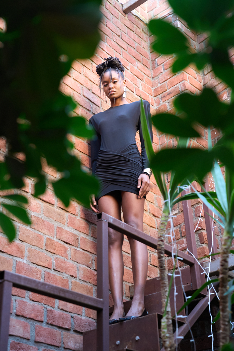Draped Skirt Dress - Black - Qustyle - Globality Store - Women Clothes Wholesale Turkey
