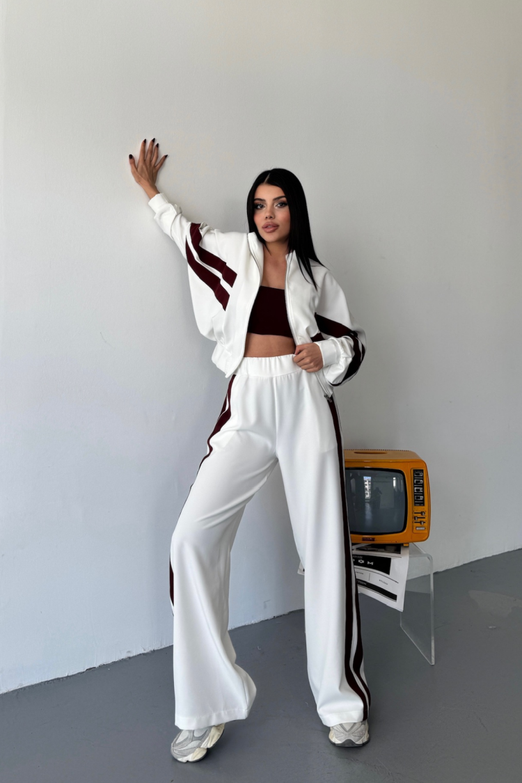 Sides Thick Black Striped Tracksuit Set - Ello - Globality Store - Women Clothes Wholesale Turkey