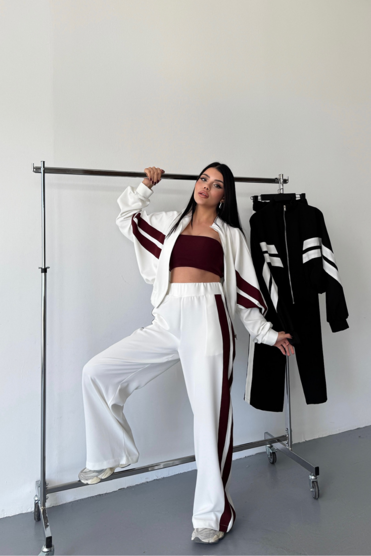 Sides Thick Black Striped Tracksuit Set