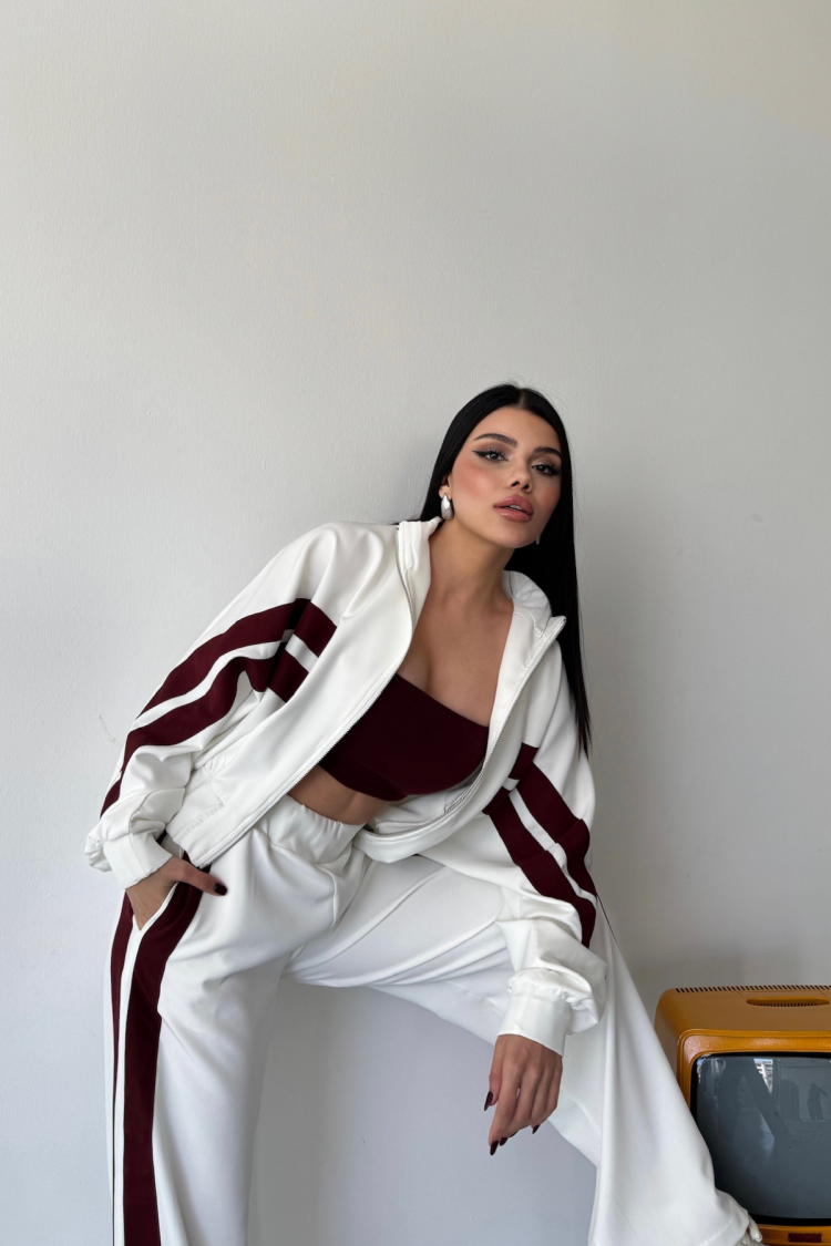 Sides Thick Black Striped Tracksuit Set