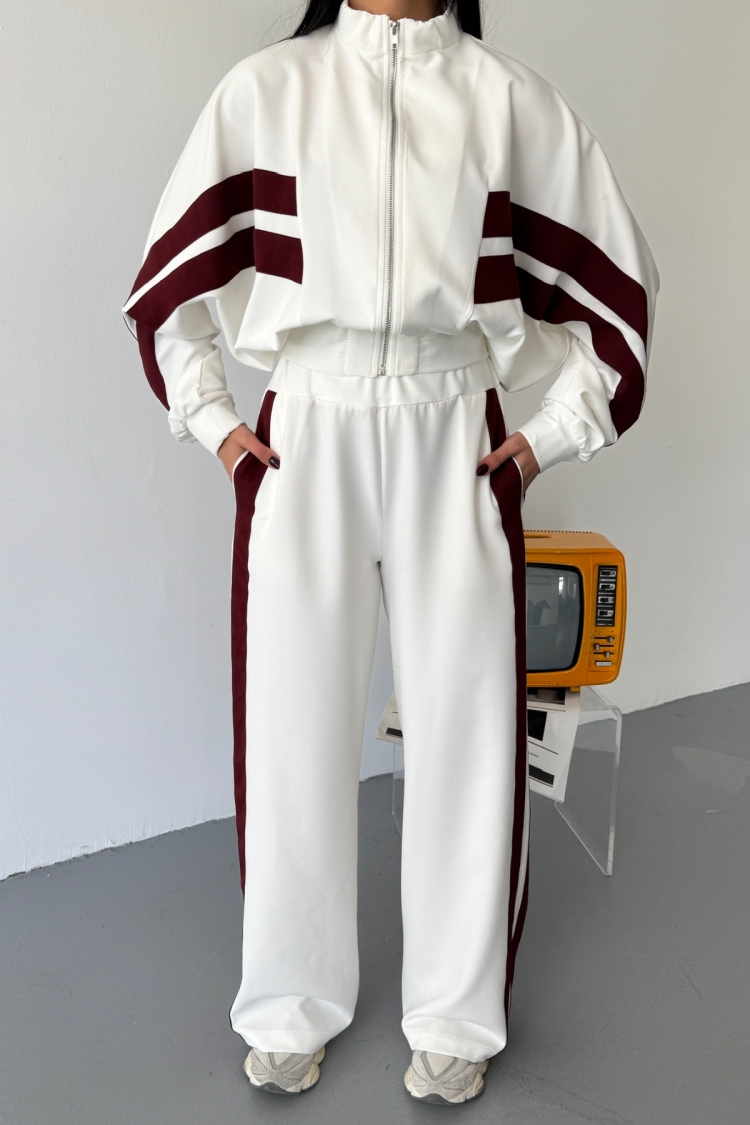 Sides Thick Black Striped Tracksuit Set